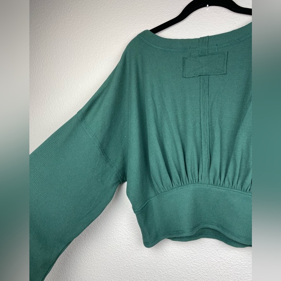 FREE PEOPLE Women's XL Thermal All Nighter Long Sleeve Top Waffle Knit Crop - Picture 11 of 16